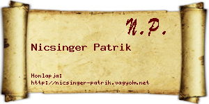 Nicsinger Patrik névjegykártya